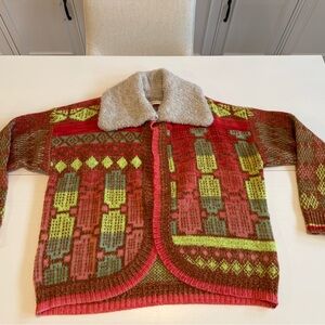 Anthropologie Multicolor Geometric Cardigan